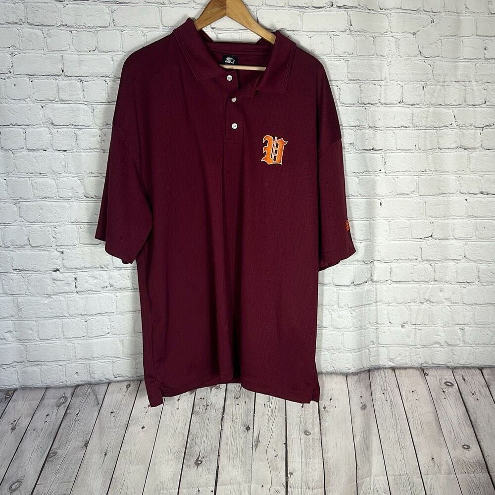 Team Starter College Polo Shirt Size‎ 2XL Burgundy Short Sleeve